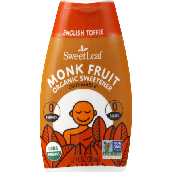 SweetLeaf Monk Fruit Sweetener, Organic, English Toffee, Squeezable hero