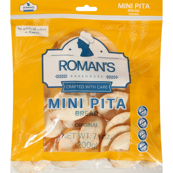 Tortillas & Flat Bread Roman's Bakehouse Pita Bread, Original, Mini hero