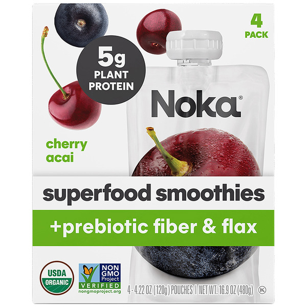 Refrigerated NOKA Organic Superfood Smoothies, Cherry Acai hero