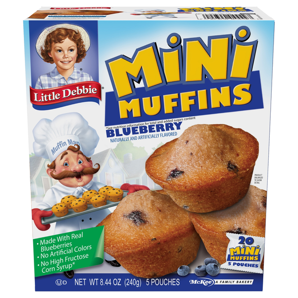 Breakfast Bakery Little Debbie Muffins, Blueberry, Mini hero