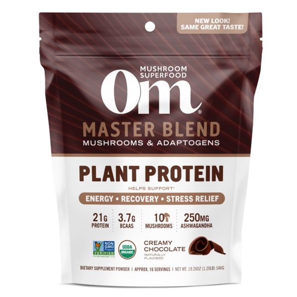 Om Master Blend Chocolate Protein Powder hero