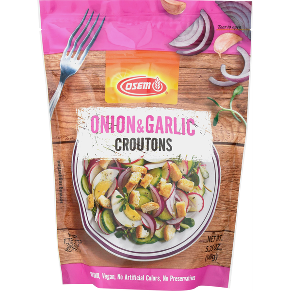 Salad Dressing & Toppings Osem Croutons, Onion & Garlic hero