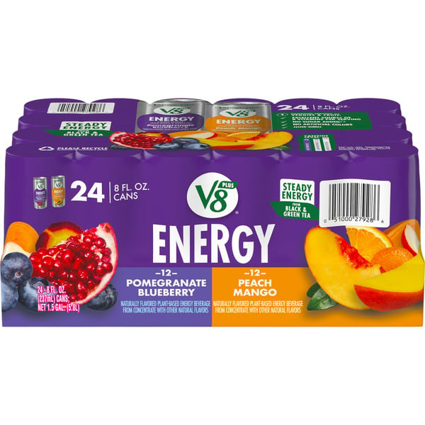 Energy & Sports Drinks V8 Pomegranate Blueberry and Peach Mango Juice Energy Drinks hero