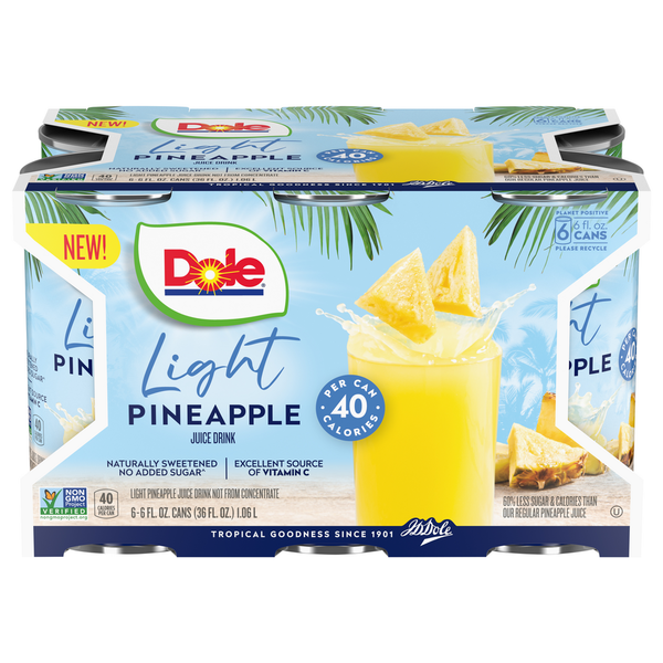 Shelf Stable Beverages Dole Juice Drink, Light, Pineapple hero