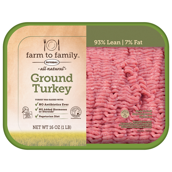 Packaged Poultry Butterball Ground Turkey, All Natural, 93% Lean/7% Fat hero