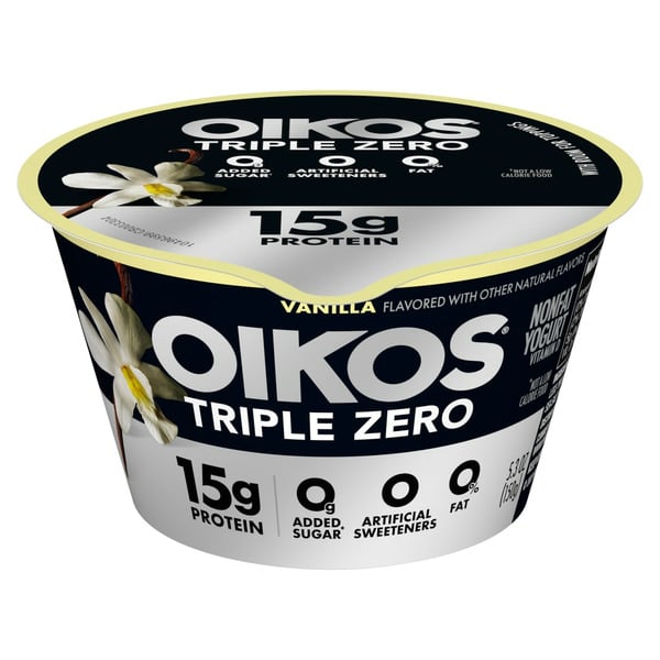 Yogurt Oikos Vanilla 15g Protein, 0g Added Sugar, Nonfat Greek Yogurt Cup hero