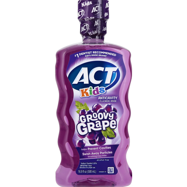 Oral Hygiene ACT Fluoride Rinse, Anticavity, Groovy Grape hero