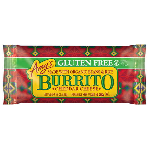 Frozen Burritos Amy's Kitchen Gluten Free Bean & Cheese Burrito hero