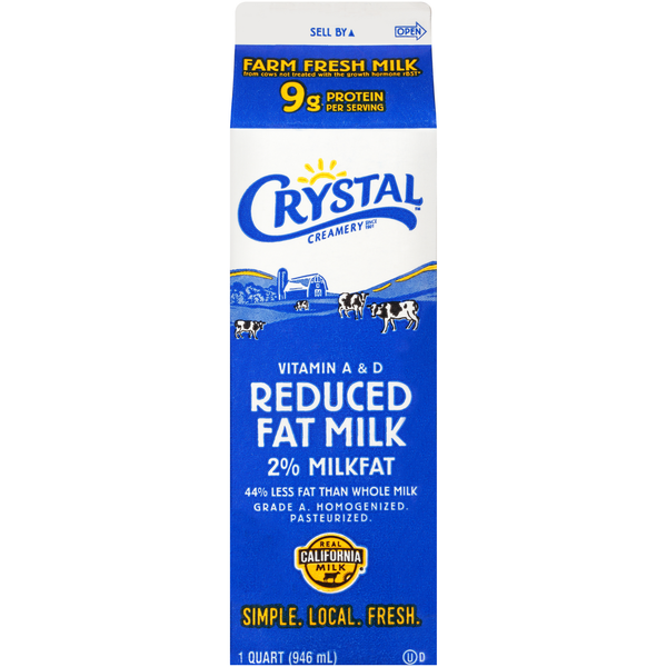 Milk Crystal Creamery Reduced Fat Milk hero