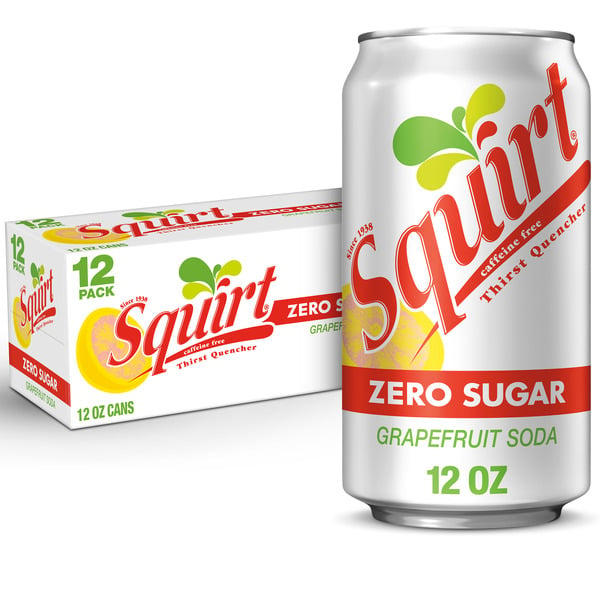 Soft Drinks Squirt Soda, Zero Sugar, Grapefruit, 12 Pack hero