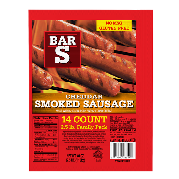 Hot Dogs, Bacon & Sausage Bar-S Cheddar Smoked Sausage hero