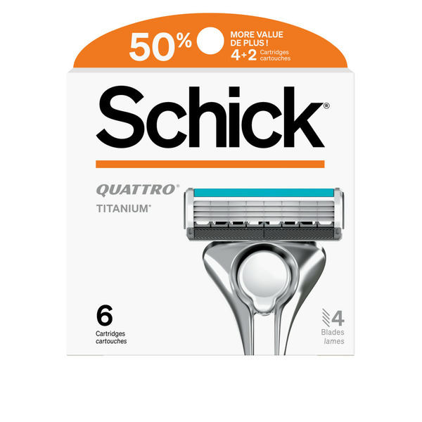 Shave Needs Schick Men's Refill Razor Blades Value Pack 4+2 - 6 Count hero