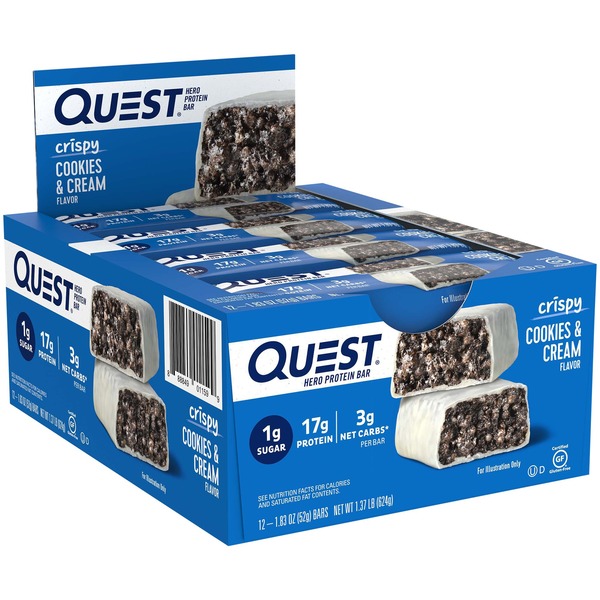 Protein Bars Quest Cookies & Cream Hero Protein bar, Low Carb. hero