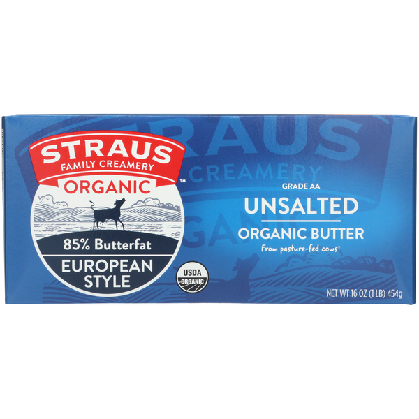 Butter Straus Family Creamery  Organic European Style Unsalted Butter hero