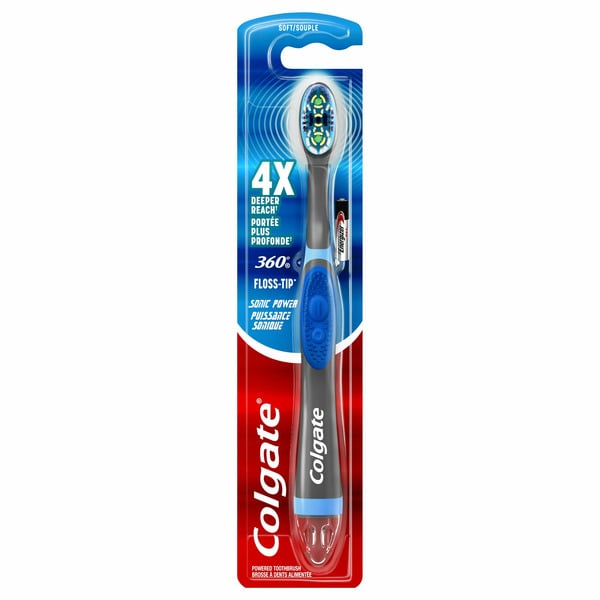 Oral Care Colgate 360 Floss-Tip Electric Toothbrush, Battery Powered, Soft hero