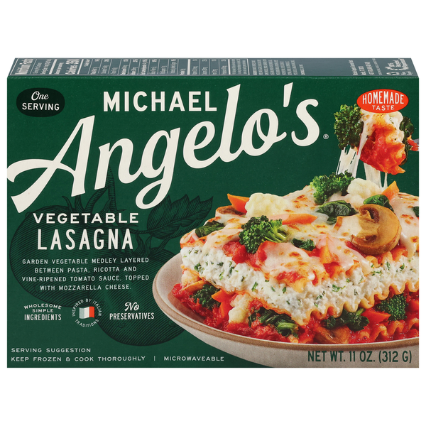 Frozen Meals Michael Angelo's Lasagna, Vegetable hero