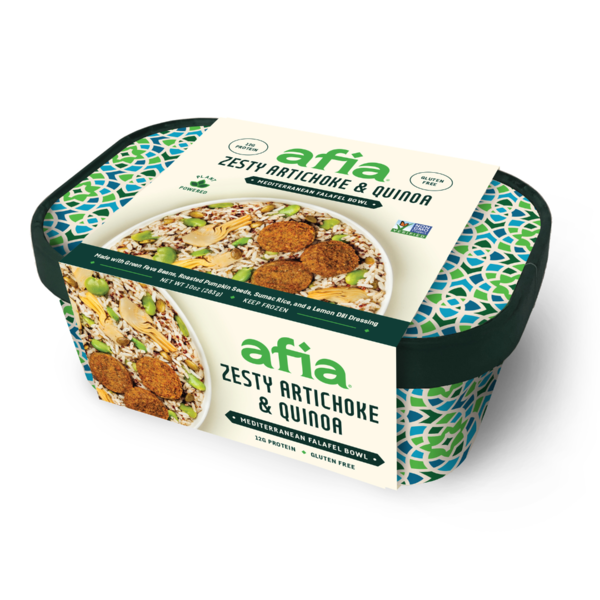 Frozen Meals Afia Zesty Artichoke & Quinoa Mediterranean Falafel Bowl hero