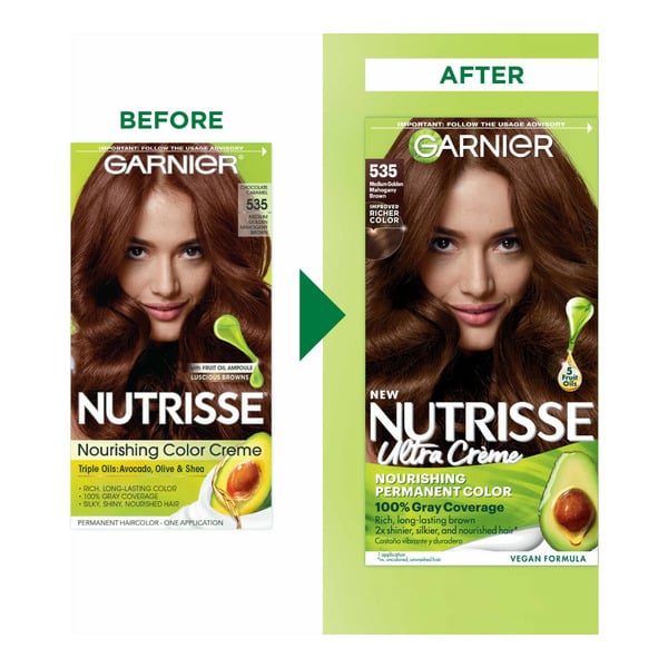 Hair Care Garnier Nourishing Hair Color Creme, 535 Med Gold Mahogany Brown (Chocolate Caramel) hero