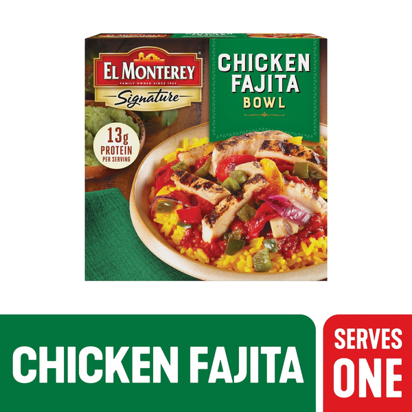 Frozen Meals El Monterey Bowl, Chicken Fajita hero