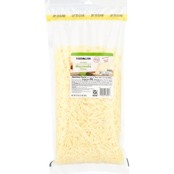 Packaged Cheese Food Lion Natural Shredded Part Skim Mozzarella Cheese hero