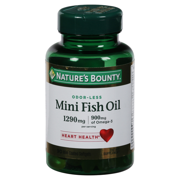 Nature's Bounty Mini Fish Oil, 1290 mg, Odor-Less, Mini Coated Softgels hero