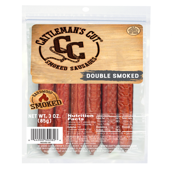 Hot Dogs, Bacon & Sausage Cattleman's Cut Double Smoked Sausage Sticks hero