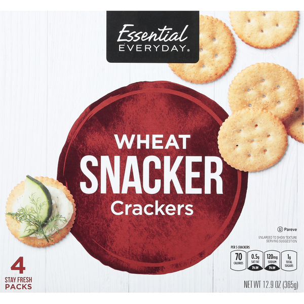 Crackers Essential Everyday Crackers, Wheat, Snacker hero