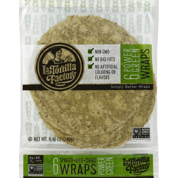 Buns & Rolls La Tortilla Factory Wraps, Power Green hero