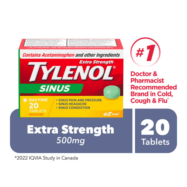 Cough, Cold & Flu Tylenol Adult Extra Strength Sinus Daytime Ez Tablets hero