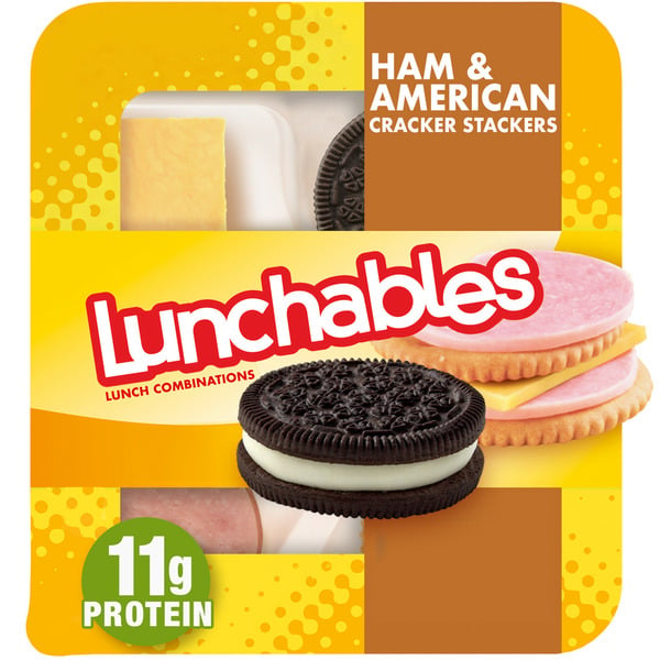 Lunch Meat Lunchables Ham & American Cheese Cracker Stackers Kids Lunch Snack Kit hero