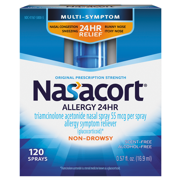 Allergy Nasacort 24HR Allergy Nasal Spray for Adults, Non-drowsy & Alcohol Free, 120 Sprays hero