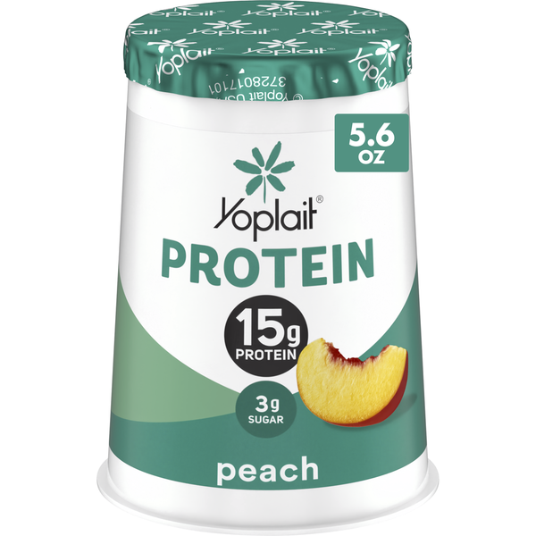 Yogurt Yoplait Protein Peach Yogurt Cultured Dairy Snack Cup hero