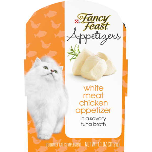 Cat Treats Purina Fancy Feast Broth Wet Cat Food Complement, Appetizers White Meat Chicken hero