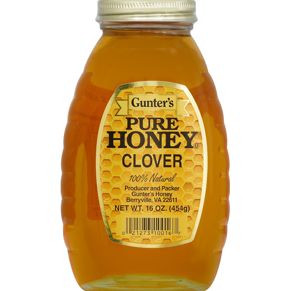 Honeys, Syrups & Nectars Gunter's Honey, Pure, Clover hero