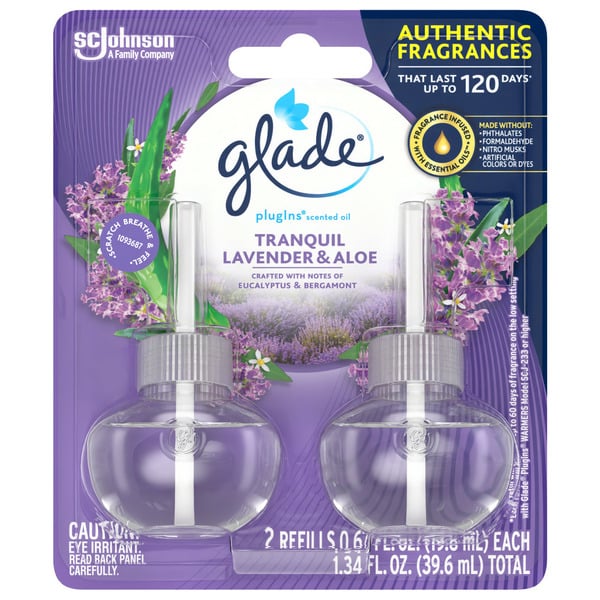 More Household Glade PlugIns Scented Oil Air Freshener Refills, Tranquil Lavender & Aloe hero