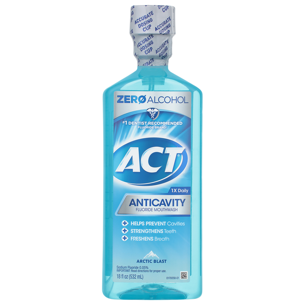 Oral Hygiene ACT Fluoride Mouthwash, Anticavity, Arctic Blast hero