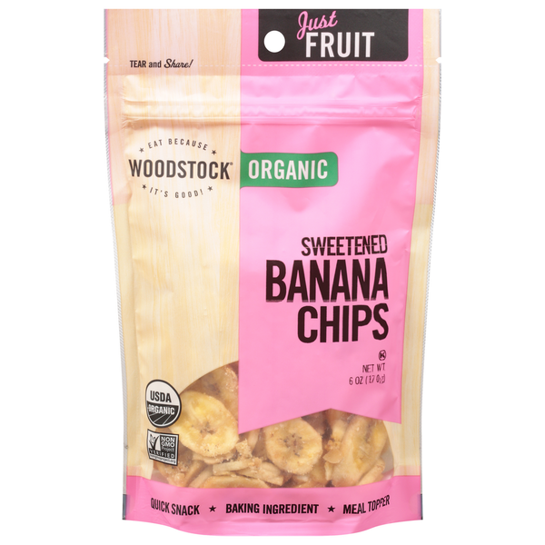 Nuts, Seeds & Dried Fruit WOODSTOCK Banana Chips, Organic, Sweetened hero