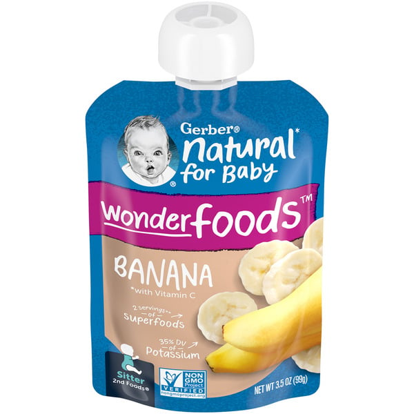 Baby Food & Formula Gerber Wonderfoods Banana Clean Label Project Pouches hero