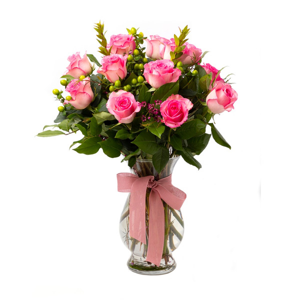 Floral Pink Premium Roses in Vases hero