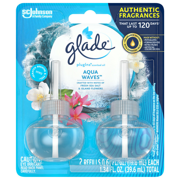 Air Fresheners & Candles Glade PlugIns Scented Oil Air Freshener Refills, Aqua Waves hero