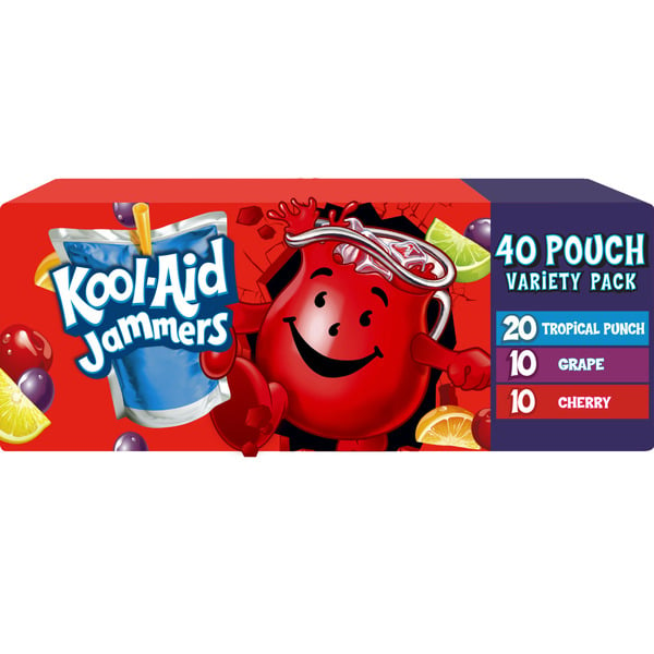 Juice & Nectars Kool-Aid Jammers Tropical Punch, Grape & Cherry Flavored Kids 0% Juice Drink Pouches hero