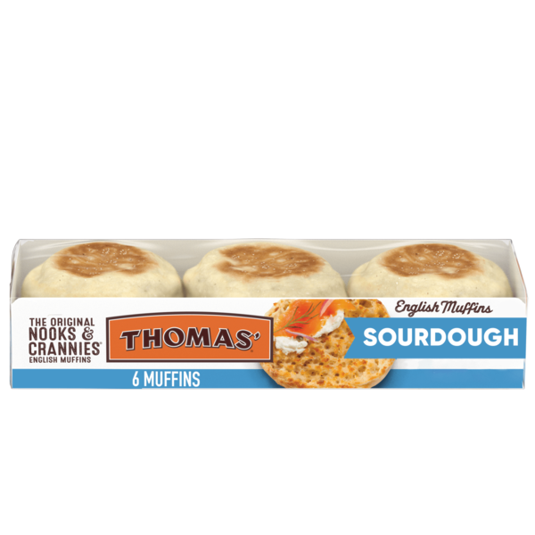 Breakfast Bakery Thomas’ 6 count, Sourdough English Muffins hero