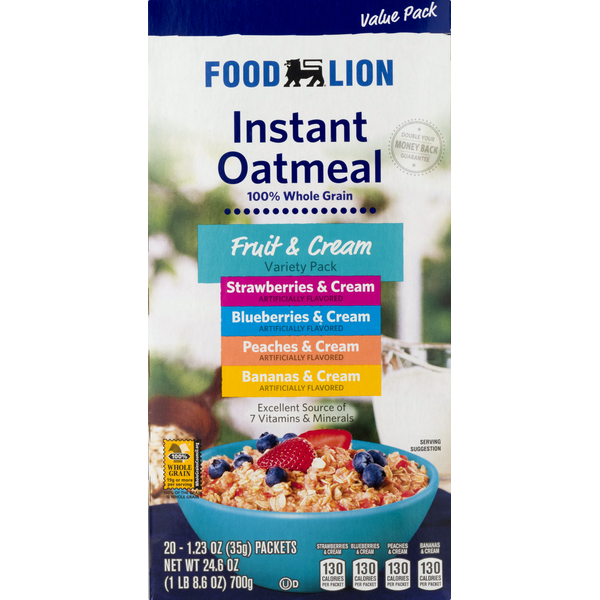 Hot Cereal & Pancake Mixes Food Lion Fruit & Cream Variety Pack Instant Oatmeal hero