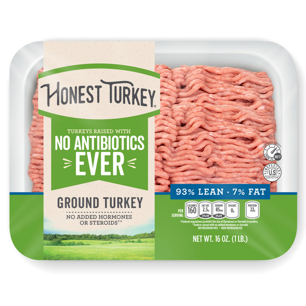 Packaged Poultry Honest Turkey 93% Lean / 7% Fat Ground Turkey Tray hero