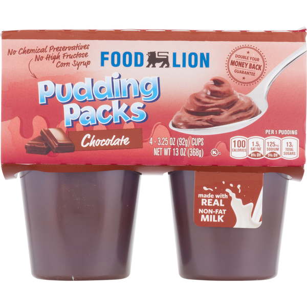 Doughs, Gelatins & Bake Mixes Food Lion Pudding Packs, Chocolate hero