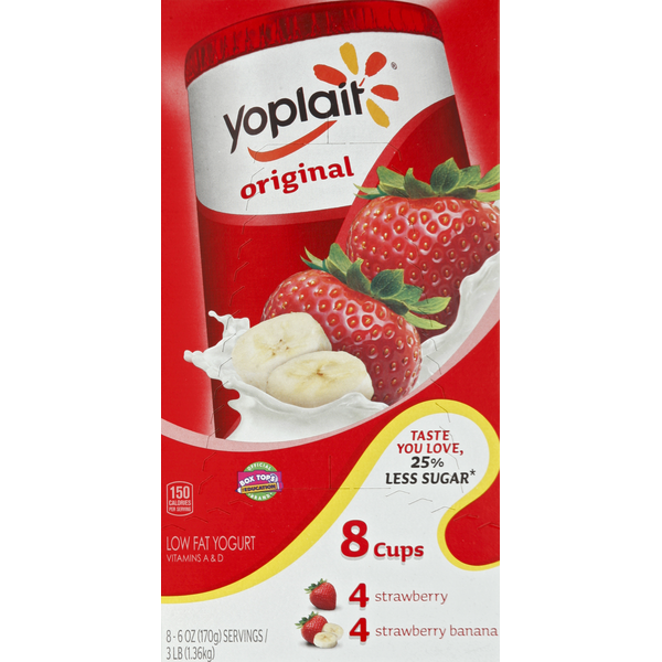 Yogurt Yoplait Yogurt, Low Fat, Strawberry, Strawberry Banana hero