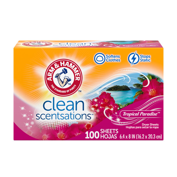 Laundry Arm & Hammer Scentsations Tropical Paradise Fabric Softener Sheets hero