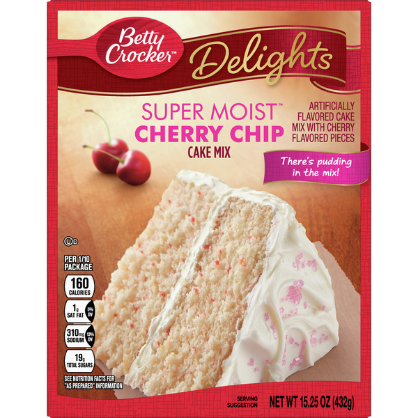 Doughs, Gelatins & Bake Mixes Betty Crocker Delights Super Moist Cherry Chip Cake Mix hero