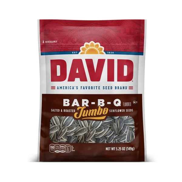 Nuts, Seeds & Dried Fruit DAVID Bar-B-Q Flavored Salted and Roasted Jumbo Sunflower Seeds Keto Friendly Snack hero