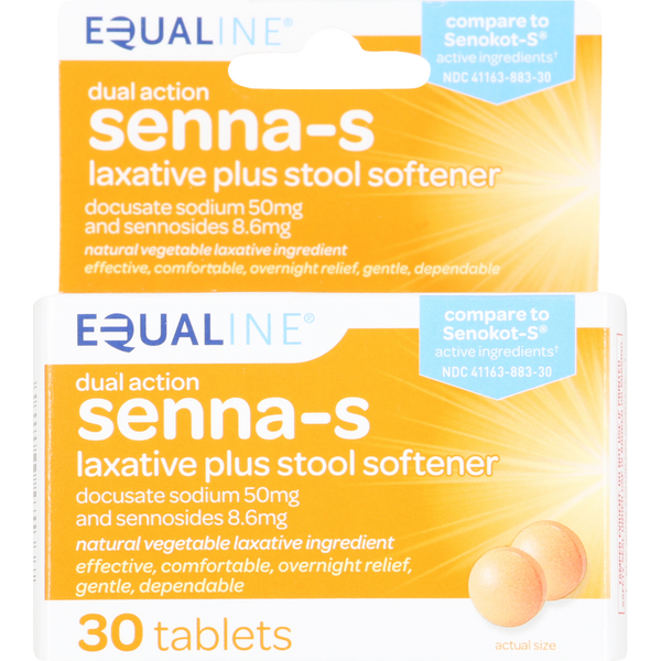 Digestion Equaline Laxative Plus Stool Softener, Senna-S, Dual Action, Tablets hero